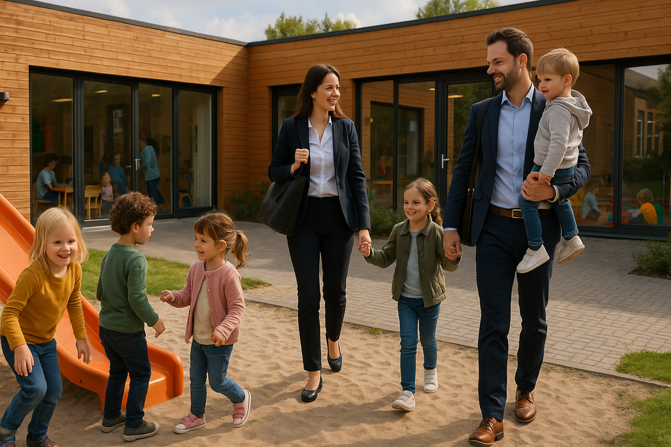 Nederlandse ouders bij kinderopvang die profiteren van verhoogde kinderopvangtoeslag in 2025