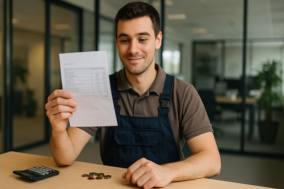 Werkende ouder bekijkt loonstrook na minimumloonverhoging juli 2025