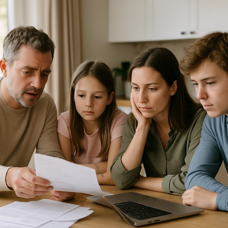 Nederlandse familie bespreekt zorgkosten en inkomensrisico’s aan de keukentafel