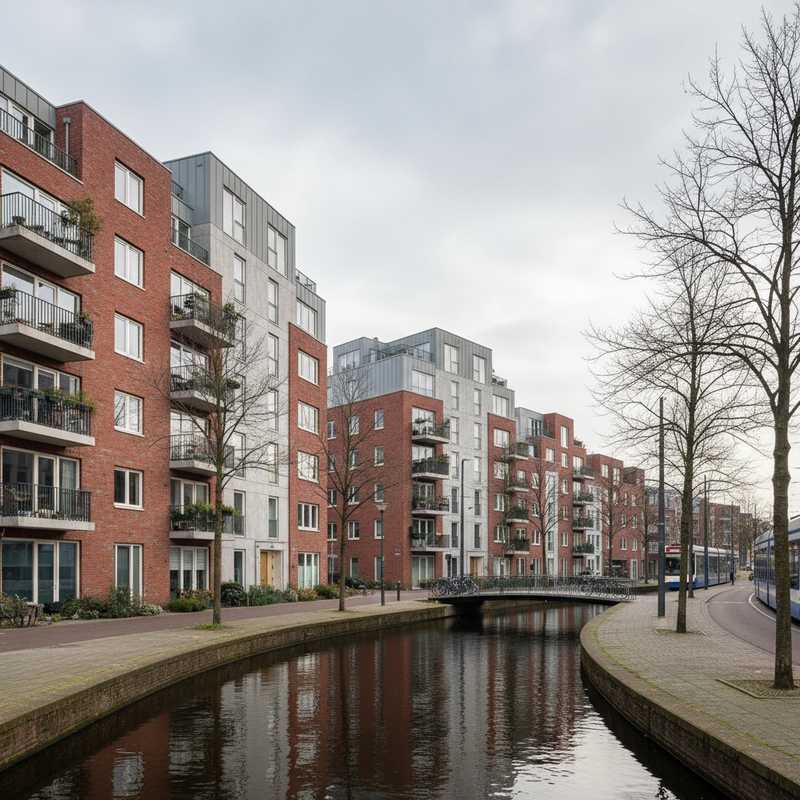 Moderne Nederlandse huurappartementen die het vastgoedportefeuille van Vesteda symboliseren