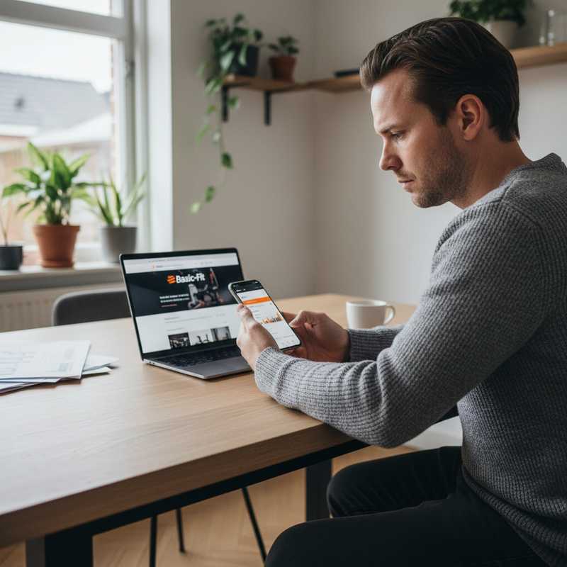 Persoon controleert banking app op smartphone na Basic-Fit datalek met bankgegevens