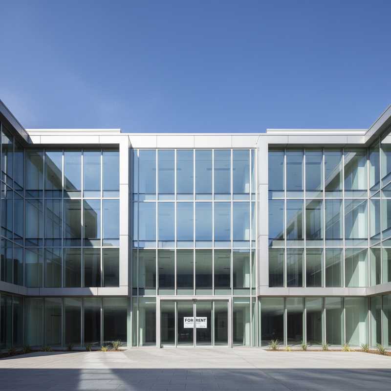 Leeg modern kantoorgebouw dat brievenbusmaatschappijen symboliseert