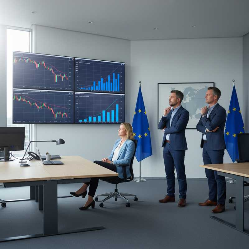 Financiële grafieken tonen pensioenfondsen die aandelen verkopen en investeren in Europese obligaties