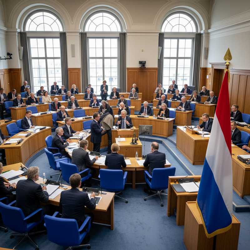 Nederlandse Eerste Kamer tijdens debat over box 3 wetgeving met senatoren in discussie