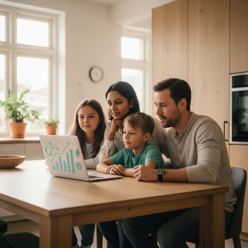 Gezin bekijkt samen financiële informatie op laptop, illustreert versterkt toezicht op beleggingen