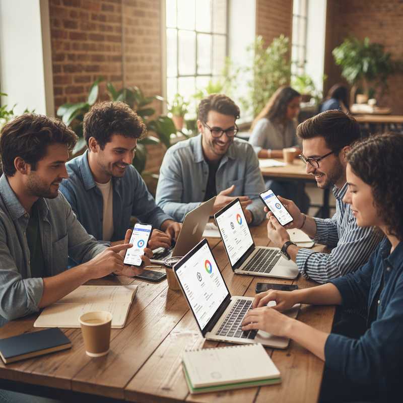 Jongvolwassenen gebruiken smartphones voor mobiel bankieren met moderne app-interfaces