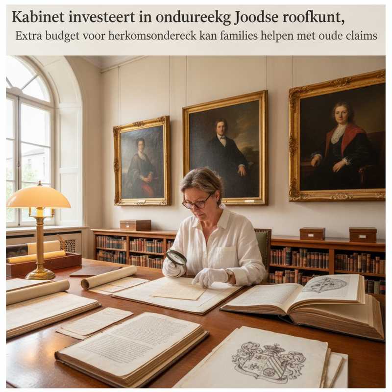 Museum onderzoeker bestudeert archiefstukken en kunstwerken voor herkomstonderzoek