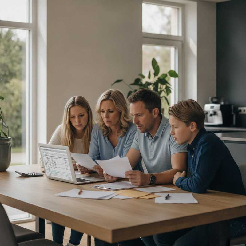 Familie controleert belastingdocumenten aan keukentafel na Hoge Raad uitspraak over box 3